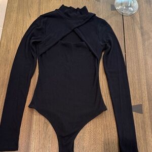 Lulu's Black Ribbed Knit Top